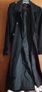 Anne Klein Black Trench Coat with Pink Trim